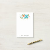 Blauwgroen Sinaasappel Bloemengroen Persoonlijk Mo Post-it® Notes (Op bureau)