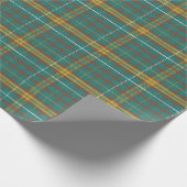 Blauwgroen Sinaasappel Bruin Twill Plaid Pattern Cadeaupapier (Hoek)