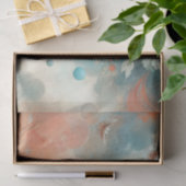 Blauwgroen, Sinaasappel, crème gedempt bloemenpatr Tissuepapier (Geschenk)