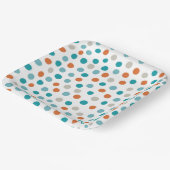 Blauwgroen Sinaasappel Polka Dots Papier bord (Gebogen)