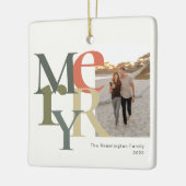 Blauwgroen Sinaasappel voor prettige feestdagen Keramisch Ornament (Links)