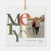 Blauwgroen Sinaasappel voor prettige feestdagen Keramisch Ornament (Achterkant)