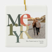 Blauwgroen Sinaasappel voor prettige feestdagen Keramisch Ornament (Voorkant)