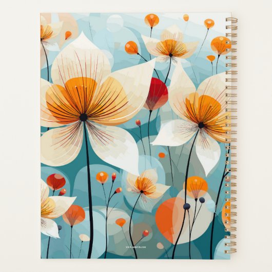 Blauwgroen Sinaasappel Wildflower Teacher Planner (Achterkant)
