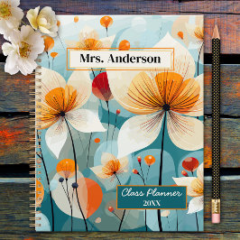 Blauwgroen Sinaasappel Wildflower Teacher Planner