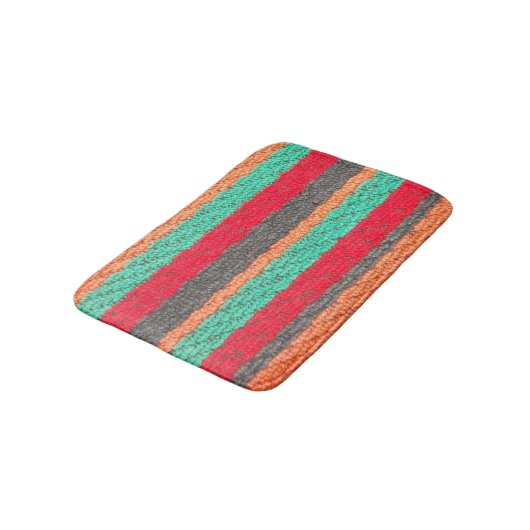 Blauwgroen, Sinaasappel, zwart en rood strand hand Badmat (Gekanteld)
