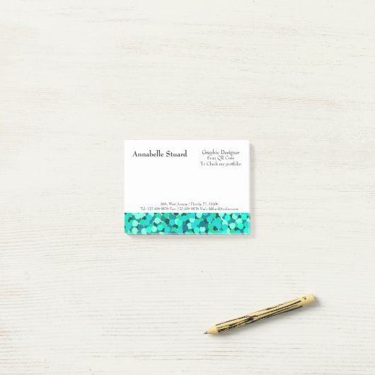 Blauwgroen sjabloon post-it® notes (Op bureau)