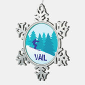 Blauwgroen skicirkel tin sneeuwvlok ornament (Rechts)