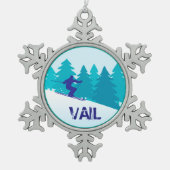 Blauwgroen skicirkel tin sneeuwvlok ornament (Voorkant)