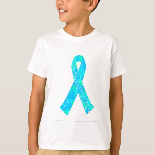 Blauwgroen Sky Blue Jigzaag Puzzle Pattern T-shirt (Voorkant)