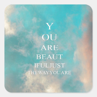 Blauwgroen Sky Blue Love Quote Vierkante Sticker