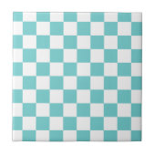 Blauwgroen Sky Checkerboard Tegeltje (Voorkant)