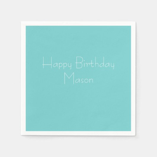 Blauwgroen Sky Gepersonaliseerde Party Papieren se Servetten (Voorkant)