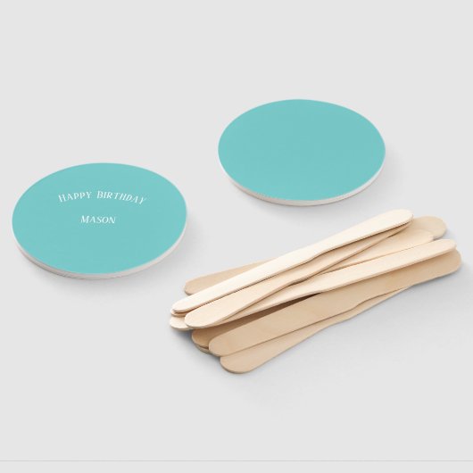 Blauwgroen Sky Happy Birthday Handwaaier (Niet-gemonteerd)