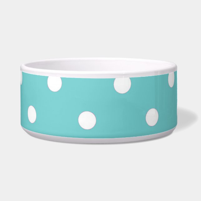 Blauwgroen Sky Polka Dot Pet Bowl Voerbakje (Voorkant)