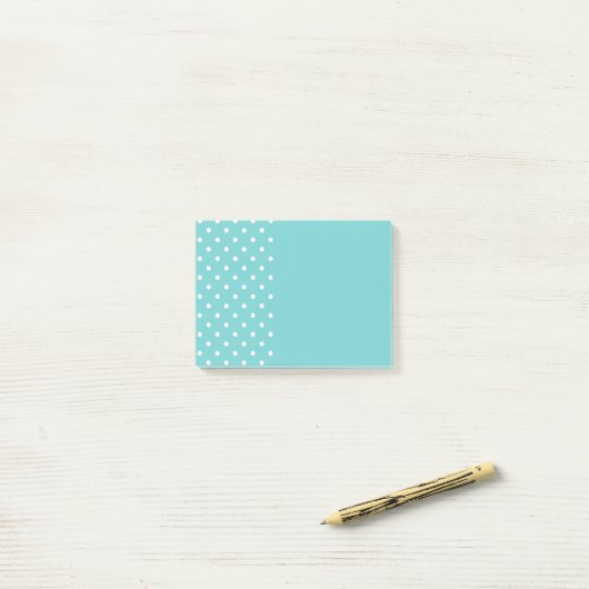 Blauwgroen Sky Polka Dot Post It Notes (Op bureau)