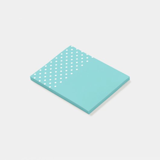 Blauwgroen Sky Polka Dot Post It Notes (Schuin)