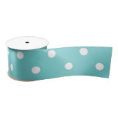 Blauwgroen Sky Polka Dot Ribbon Satijnen Lint (Spoel)