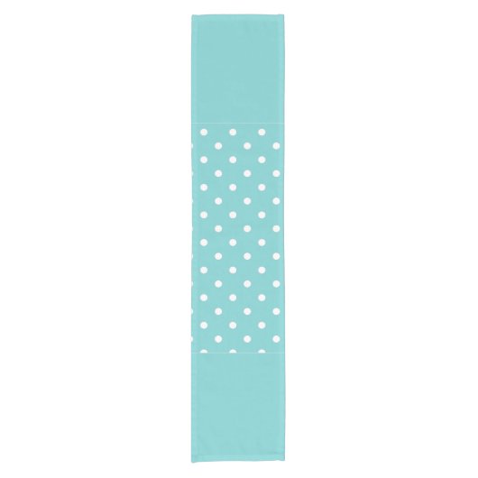 Blauwgroen Sky Polka Dot Table Runner Korte Tafelloper (Voorkant)