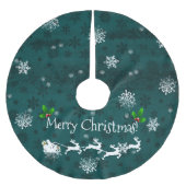 Blauwgroen Slaap- en rendierboomrok van de kerstma Kerstboom Rok (Voorkant)