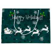 Blauwgroen Slape en Rrendiertas van Santa Groot Cadeauzakje (Voorkant)