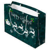 Blauwgroen Slape en Rrendiertas van Santa Groot Cadeauzakje (Achterkant Gekanteld)