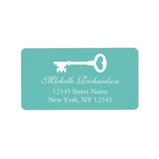 Blauwgroen  sleutel voor mijn label voor het adres (Voorkant)