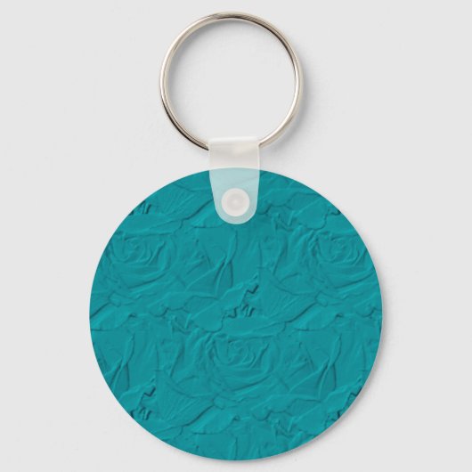 Blauwgroen Sleutelhanger in reliëfdruk Rozen (Voorkant)