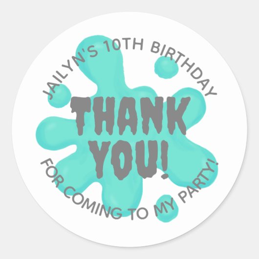 Blauwgroen Slime Party Favor Sticker (Voorkant)