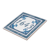 Blauwgroen Small House Number Tegeltje (Zijkant)