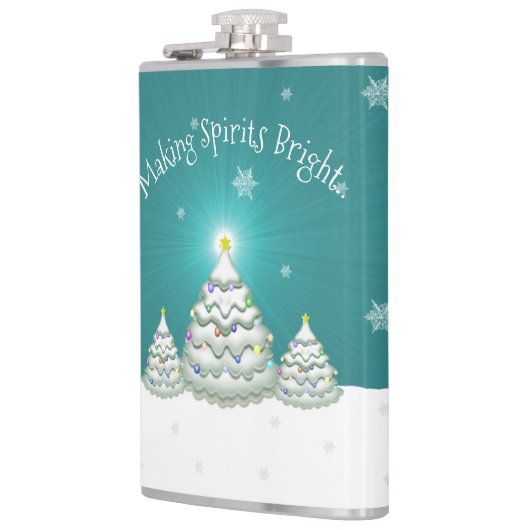 Blauwgroen Sneeuwige kerstboomkolf Heupfles (Links)