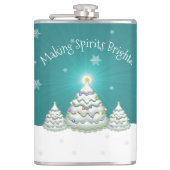 Blauwgroen Sneeuwige kerstboomkolf Heupfles (Voorkant)