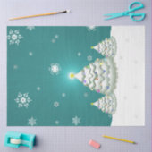 Blauwgroen Sneeuwige kerstboompapier Tissuepapier (Craft)