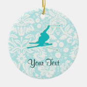 Blauwgroen sneeuwkiën keramisch ornament (Voorkant)