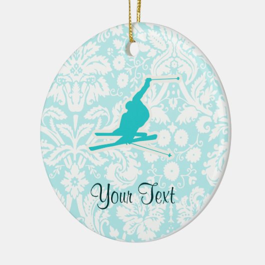 Blauwgroen sneeuwkiën keramisch ornament (Links)