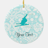 Blauwgroen sneeuwkiën keramisch ornament (Achterkant)