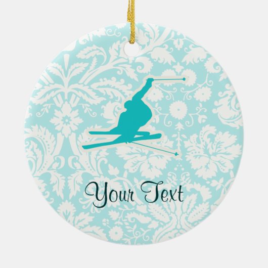 Blauwgroen sneeuwkiën keramisch ornament (Achterkant)