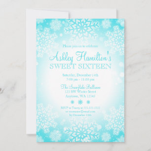 Blauwgroen Sneeuwvlok Glow Winter Wonderland Sweet Kaart