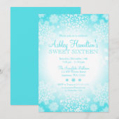 Blauwgroen Sneeuwvlok Glow Winter Wonderland Sweet Kaart (Voorkant / Achterkant)