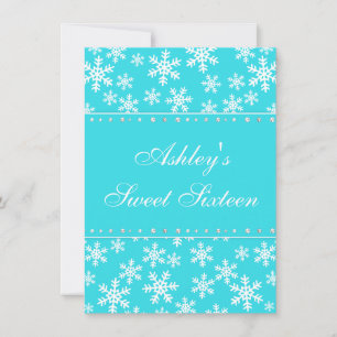 Blauwgroen sneeuwvlokken Faux Diamond Sweet 16 Kaart