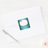 Blauwgroen Sneeuwvlokken Gepersonaliseerde Gift La Vierkante Sticker (Envelop)