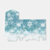 Blauwgroen sneeuwvlokken sneeuwwinterbaby shower bedankdoosjes (Uitgevouwen)