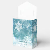 Blauwgroen sneeuwvlokken sneeuwwinterbaby shower bedankdoosjes (Geopend)