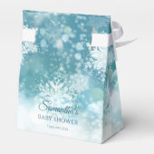 Blauwgroen sneeuwvlokken sneeuwwinterbaby shower bedankdoosjes (Achterkant)