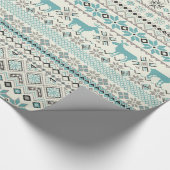 Blauwgroen sneeuwvlokken van bronzen aztec rendier cadeaupapier (Hoek)