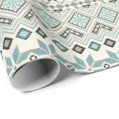 Blauwgroen sneeuwvlokken van bronzen aztec rendier cadeaupapier (Rol Hoek)