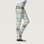 Blauwgroen sneeuwvlokken van bronzen aztec rendier leggings (Rechts)