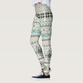 Blauwgroen sneeuwvlokken van bronzen aztec rendier leggings (Links)
