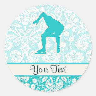 Blauwgroen-snelheidsSkater Ronde Sticker