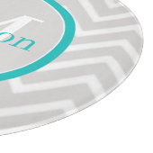 Blauwgroen snijvlak Chevron Monogram Snijplank (Hoek)